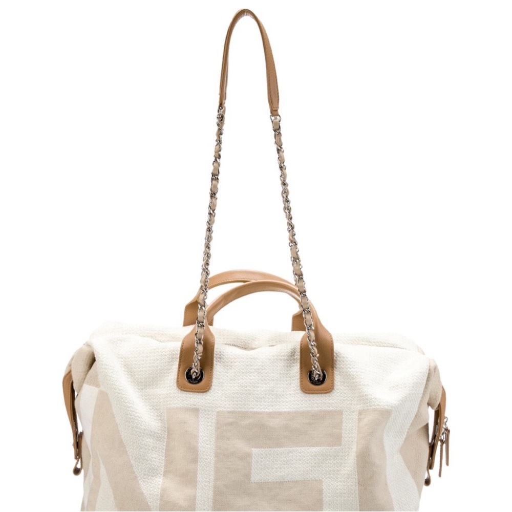 Chanel Cream and Brown bowling bag
